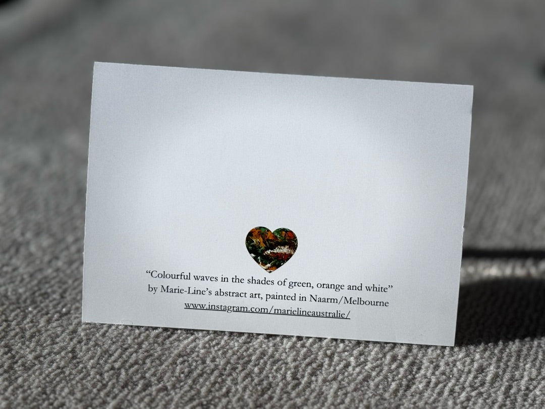 Marie-Line's abstract art Greeting Cards green&orange full canvas, green&orange 105x148