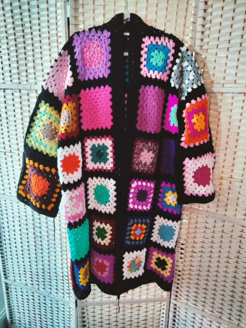 Carmah Designs Granny Hugs Hooded Cardigan,  Multi Coloured 14