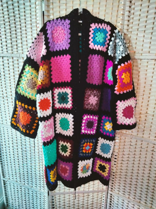 Carmah Designs Granny Hugs Hooded Cardigan,  Multi Coloured 14
