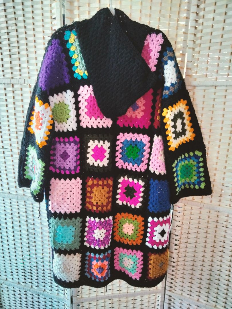 Carmah Designs Granny Hugs Hooded Cardigan,  Multi Coloured 14