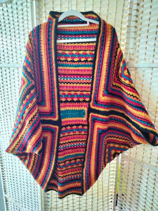 Carmah Designs Mexi Magic Snuggle Cardigan,  Multi Coloured Free Size