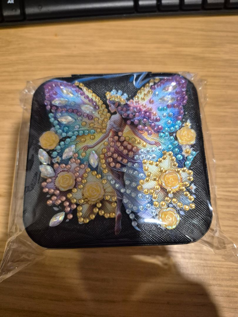 Seahorse Creations AU Jewellery Box - butterfly fairy,  black small