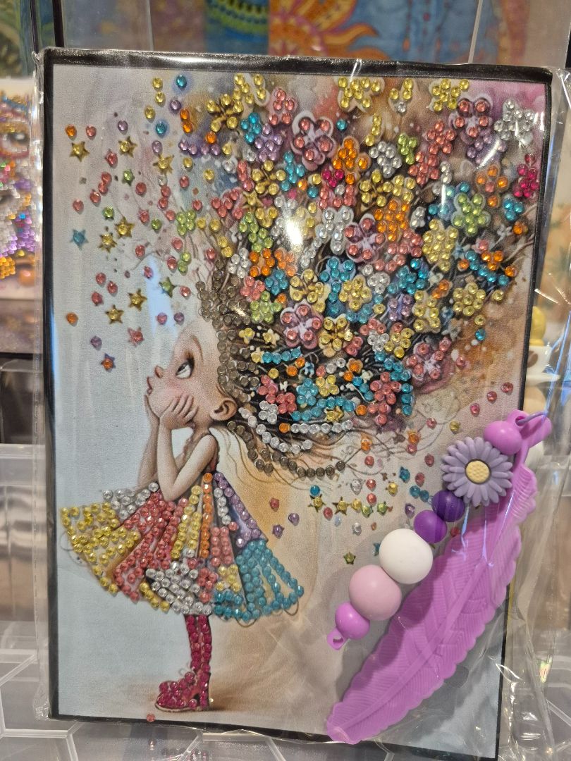 Seahorse Creations AU Notebook - little girl big hair and bookmark,  Assorted A5
