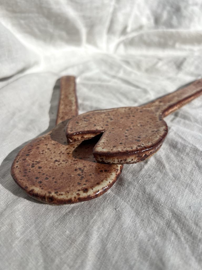 Rainbows & Rivers Cinnamon Ceramic Serving Spoons,  Neutral