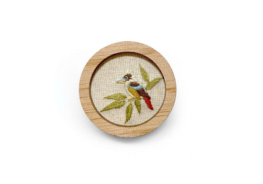 Yarn Industries Embroidered Brooch - Kookaburra,   45 x 45mm