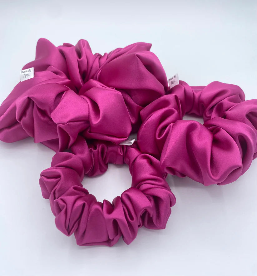 Made By Lyss Satin Scrunchie,  Hot Pink Small