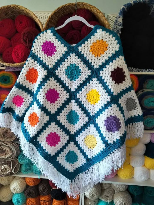 Carmah Designs Granny Hugs Poncho,  Multi Coloured Free Size