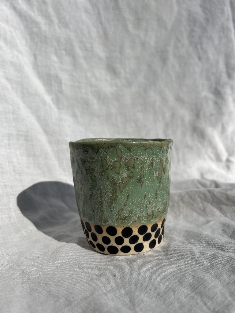 Rainbows & Rivers Spotty Ceramic Cup - Minty,  Green