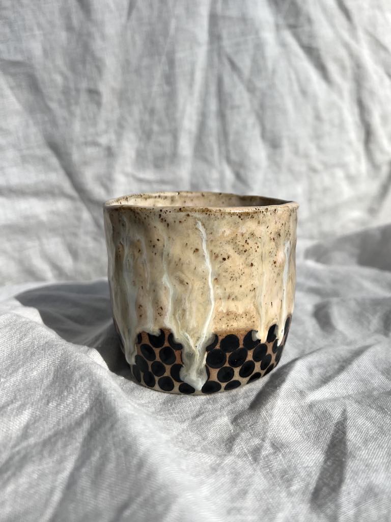 Rainbows & Rivers Spotty Ceramic Cup - Peach,  Pink