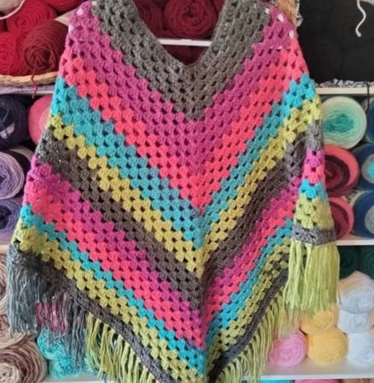 Carmah Designs Boho Babe Poncho,  Multi Coloured Free Size