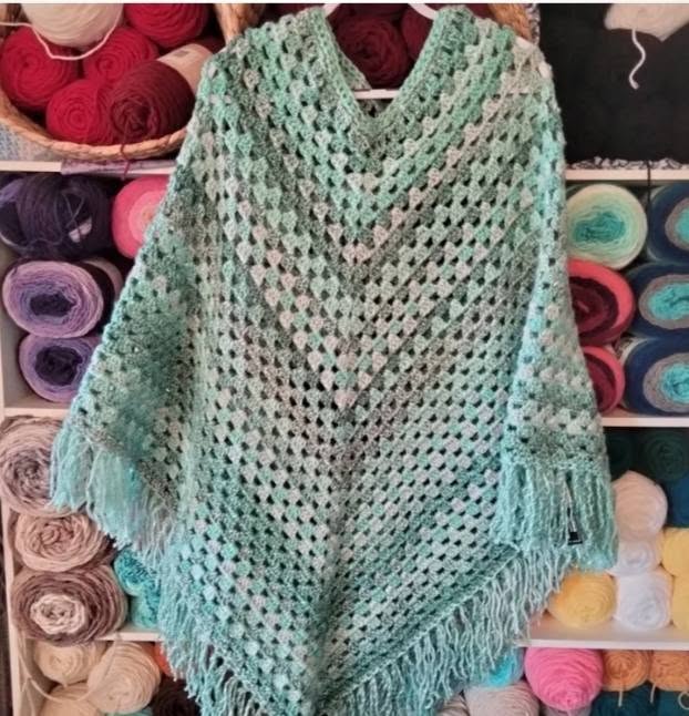 Carmah Designs Boho Babe Poncho / oversized,  Green Free Size