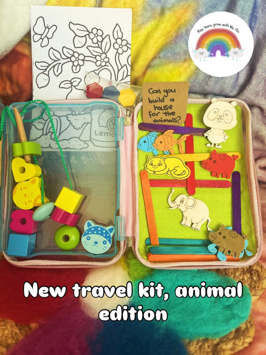 Play, learn, grow with Ms. Flo Travel/ cafe play kit animal