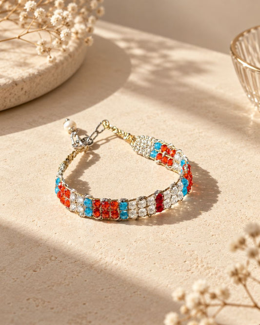 LumaKnot Handmade Rainbow Crystal Woven Bracelet,   One Size