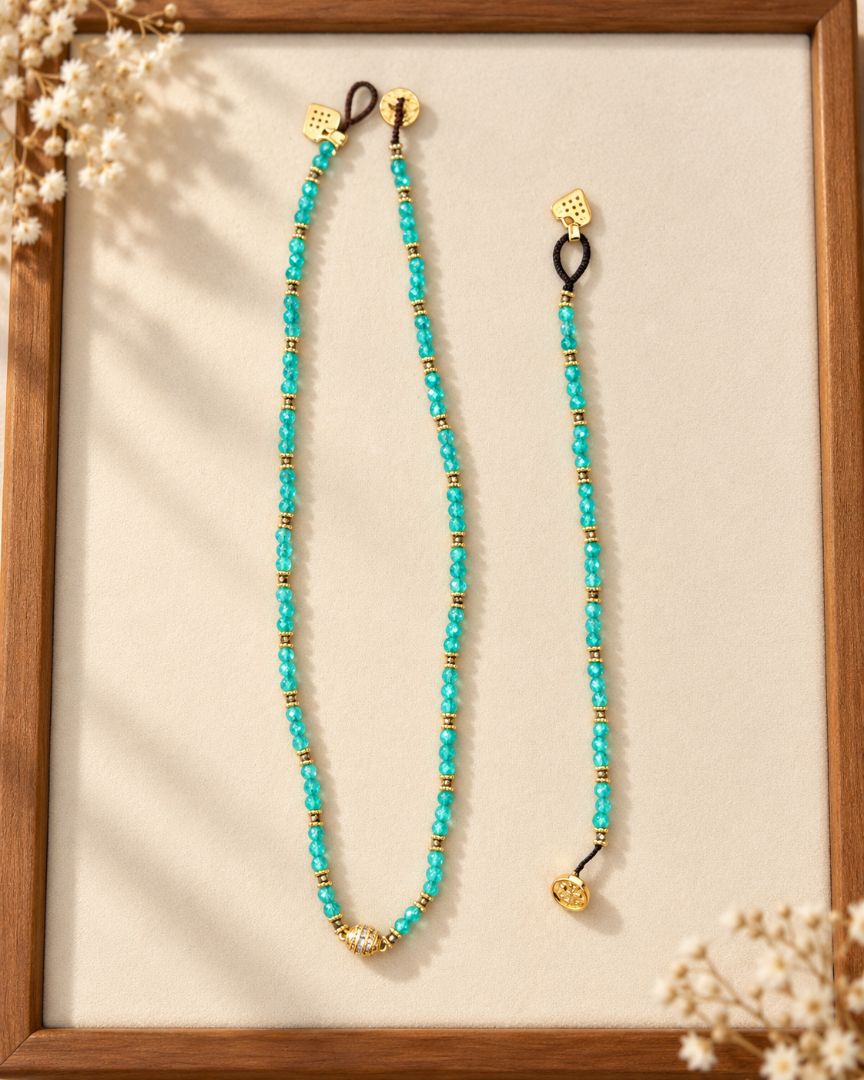 LumaKnot Handmade Amazonite Necklace & Bracelet Set,   One Size