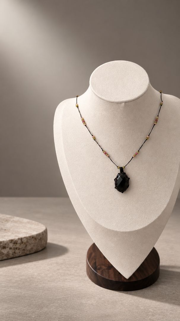LumaKnot Black Obsidian Pendant Necklace,   One Size
