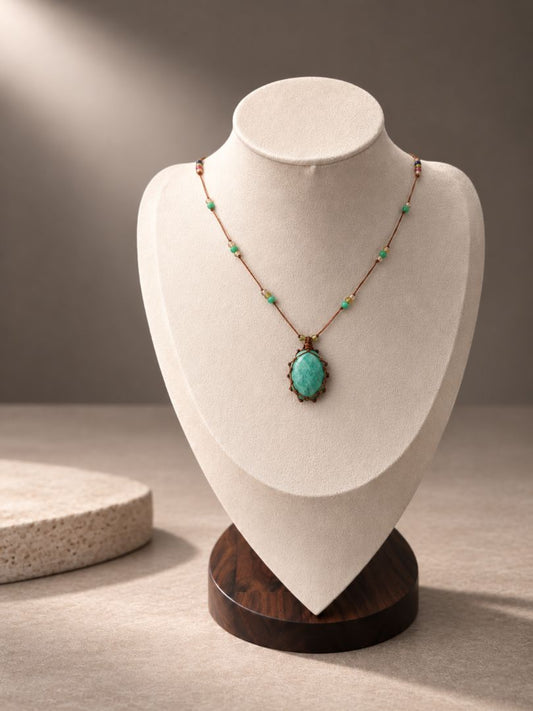 LumaKnot Amazonite Woven Pendant Necklace,   One Size