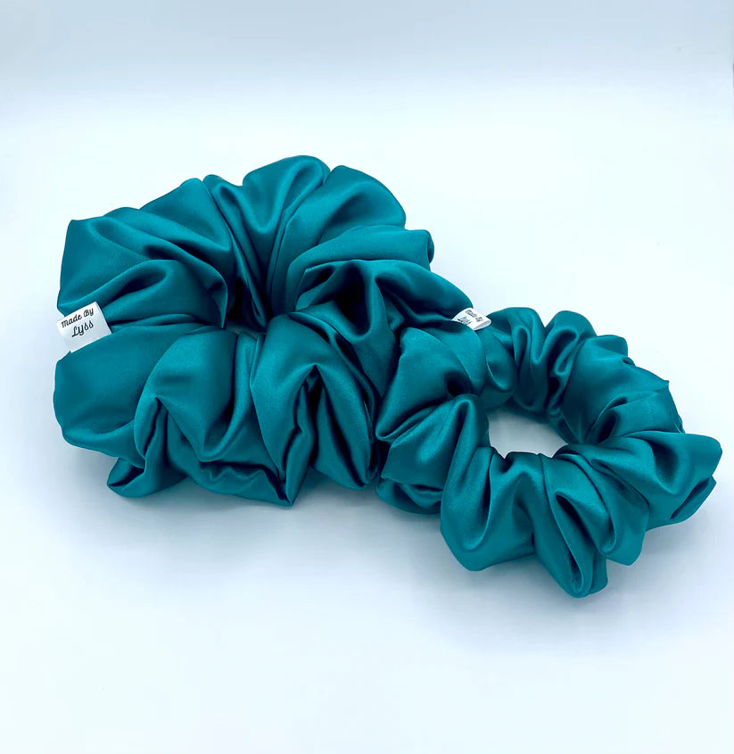 Made By Lyss Satin Scrunchie,  Turquoise Green Large