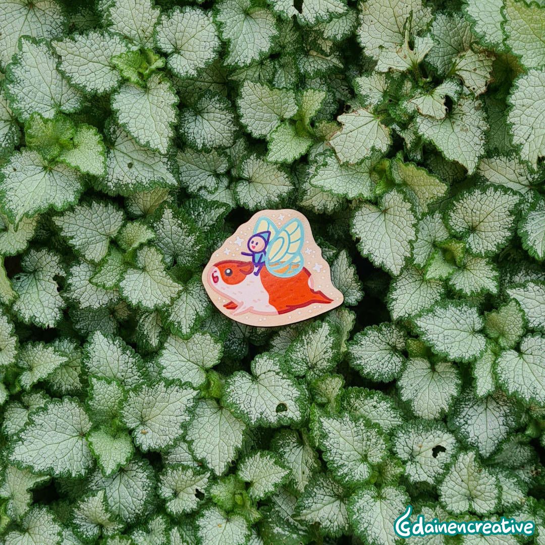 Dainen Creative Pig Fairy Wooden Magnet,   38 x 38 mm