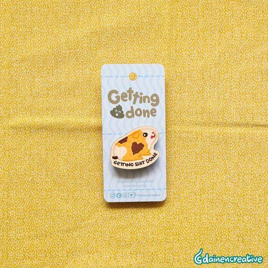 Dainen Creative Getting Sh*t Done Wooden Pin,   38 x 38 mm