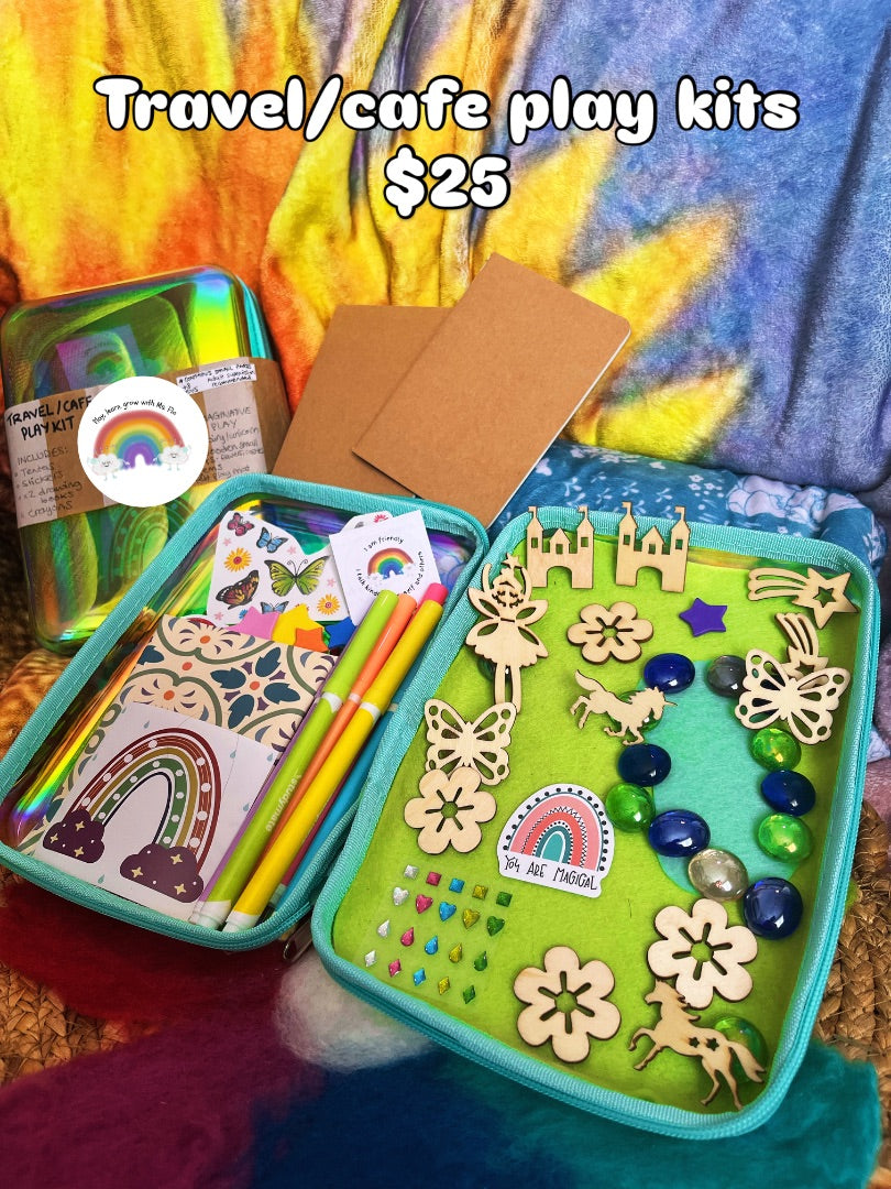 Play, learn, grow with Ms. Flo Travel/ cafe play kit fairy,  Rainbow