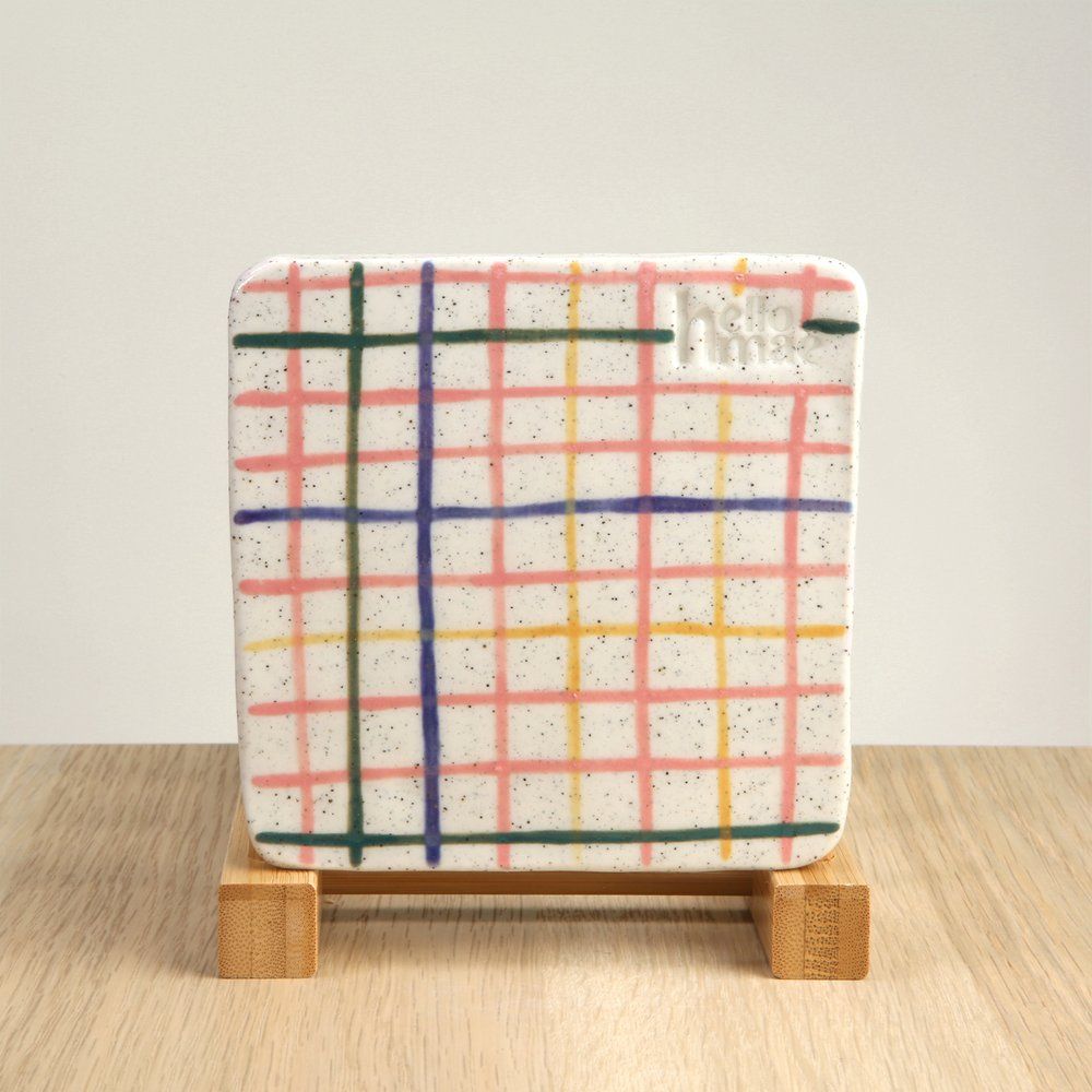 hellomae Pink Checker Coaster