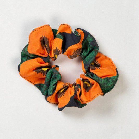Nasturtium Flowers Black Base Scrunchie