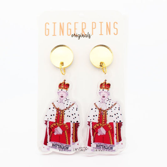 Ginger Pins Originals Hamilton King George III Earrings