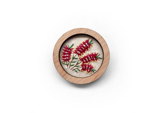 Yarn Industries Embroidered Brooch - Bottle Brush,   45 x 45mm