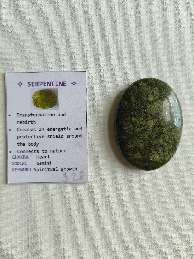 CasaDellaGemma Serpentine Palmstone,  Speckled green 6.5cm x 5cm