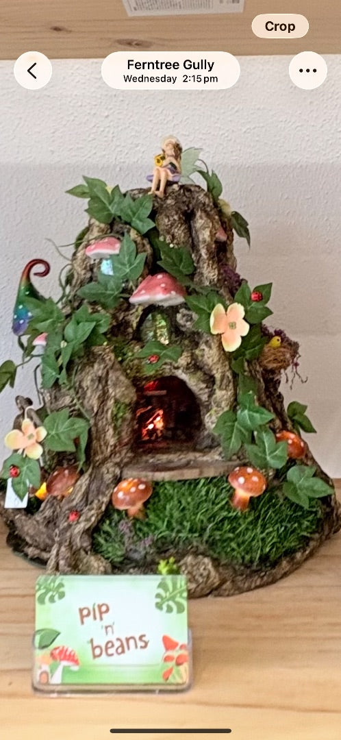 pipNbeans Large fairy garden Night light with rainbow mushroom,  Green brown red