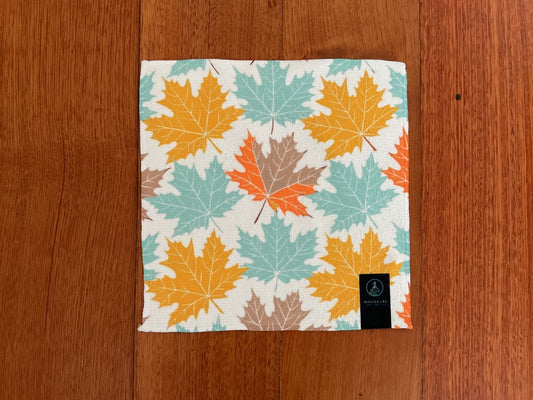 Marina Lab Multipurpose microfibre cloth,  Yellow & blue leaf multi 20cm x 20cm