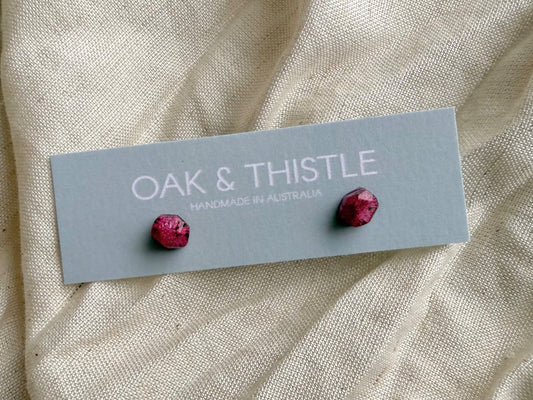 Oak & Thistle Pip Stud Earrings,  Magenta