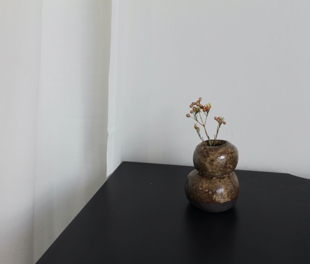 Shared Joy Ceramics Stacked Vase - small,  Brown 9cm high