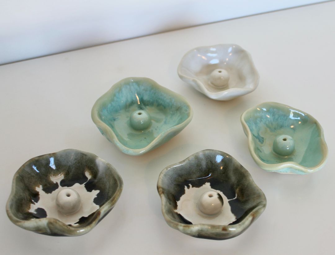 Shared Joy Ceramics Incense Dish,  White 6cm wide