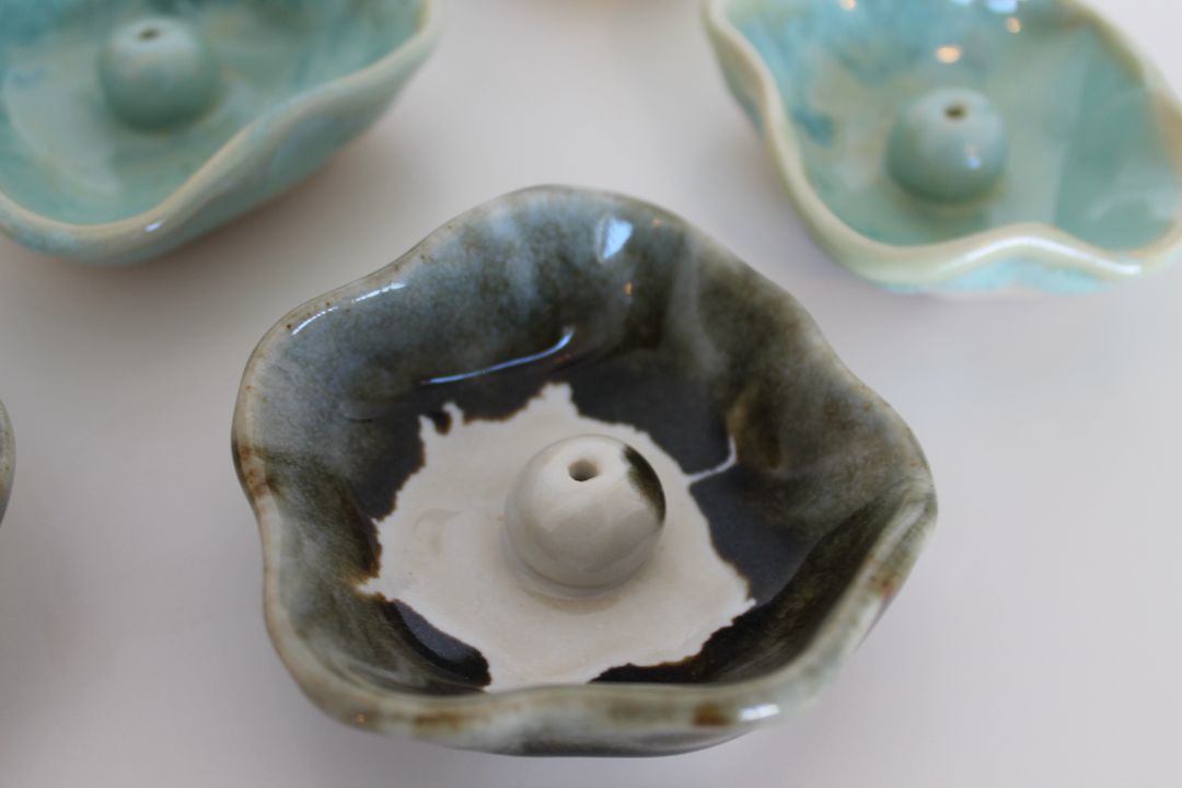 Shared Joy Ceramics Incense Dish,  Brown 6cm wide