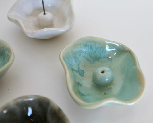 Shared Joy Ceramics Incense Dish,  Turquoise 6cm wide