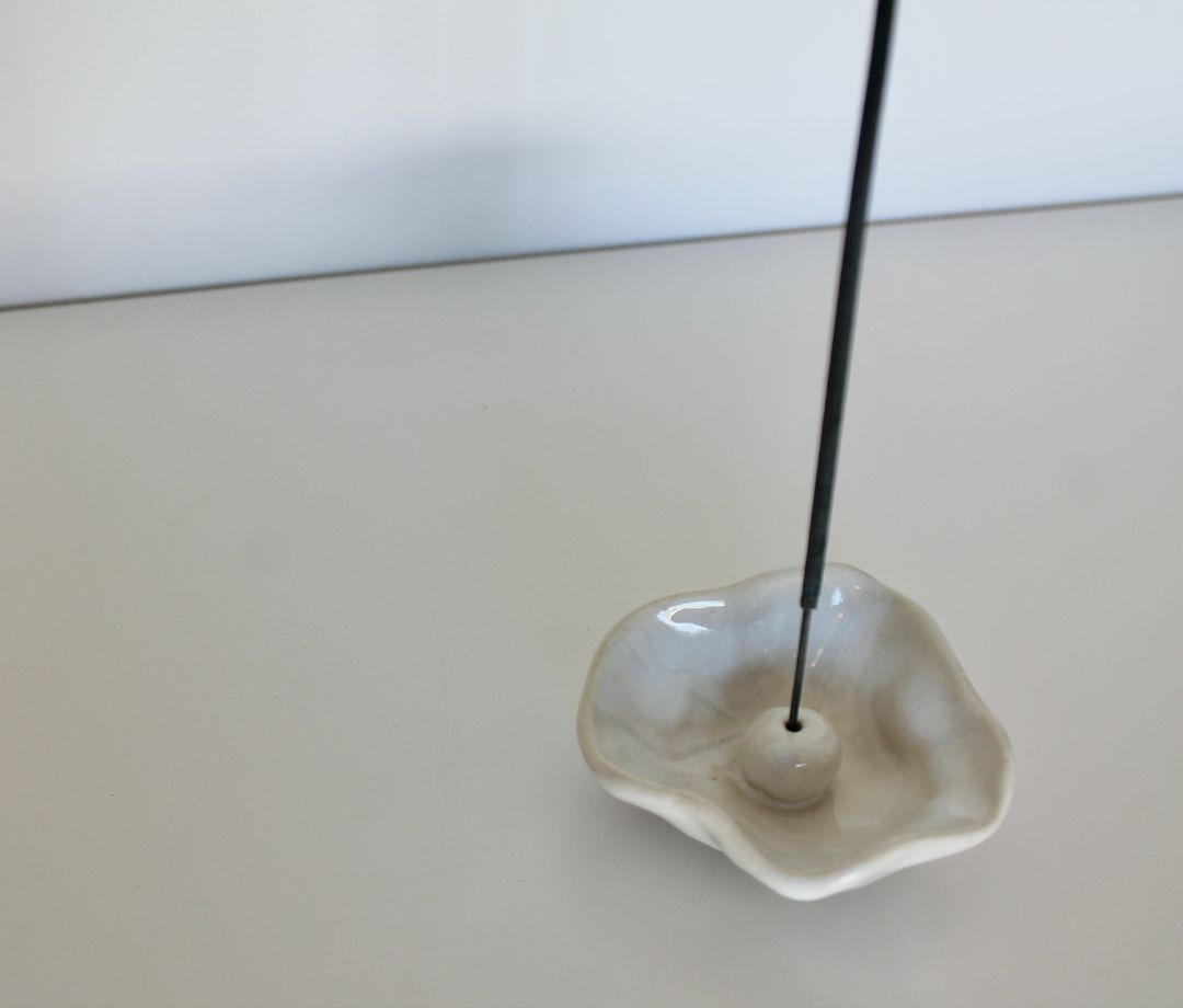 Shared Joy Ceramics Incense Dish,  White 6cm wide