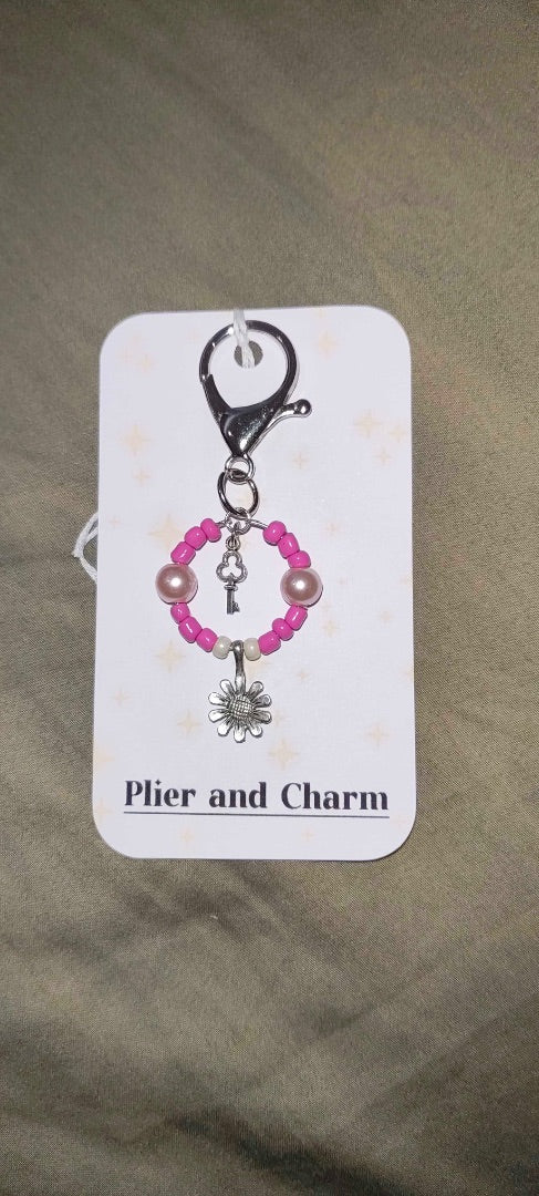 Plier and Charm Small keychain,  Pink Small