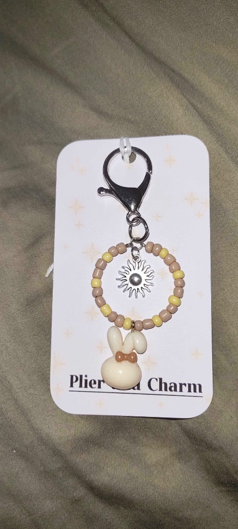 Plier and Charm Small keychain,  Brown Small