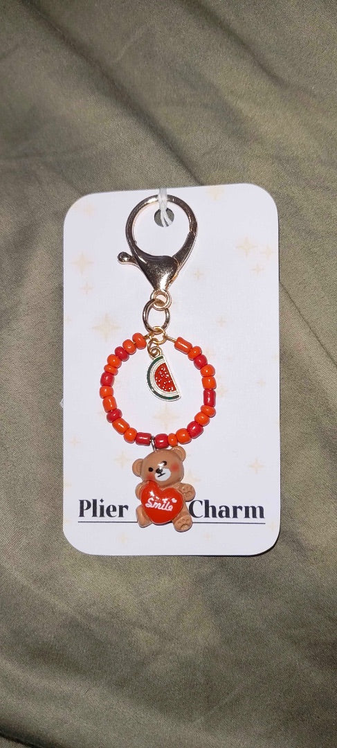 Plier and Charm Small keychain,  Red Small