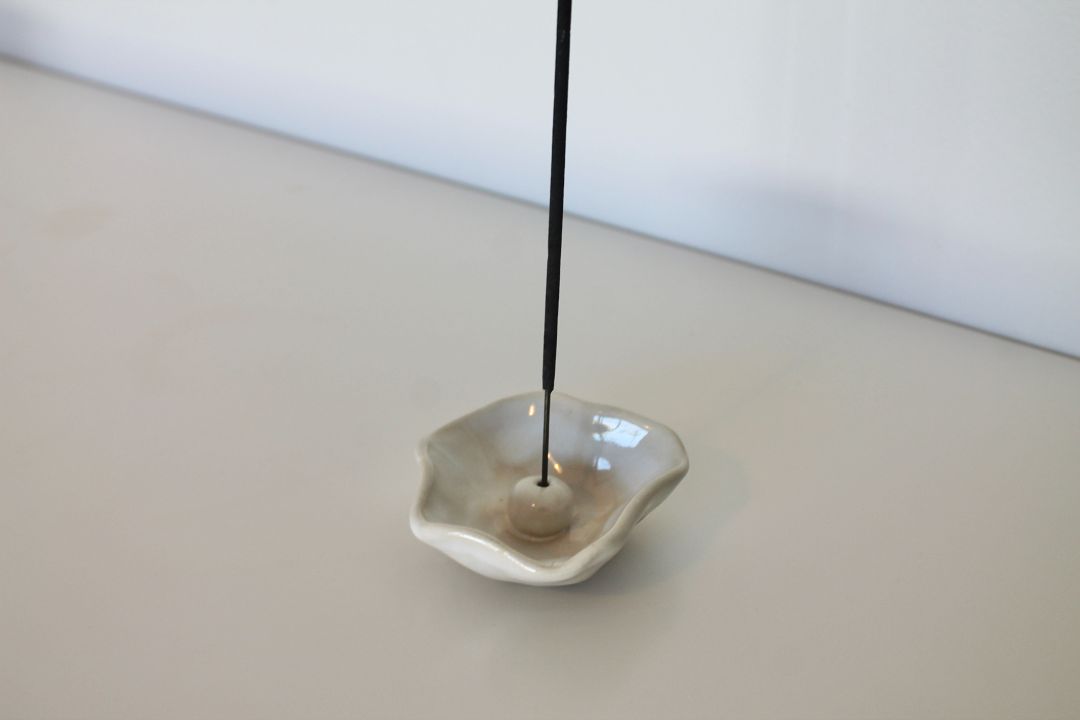 Shared Joy Ceramics Incense Dish,  White 6cm wide