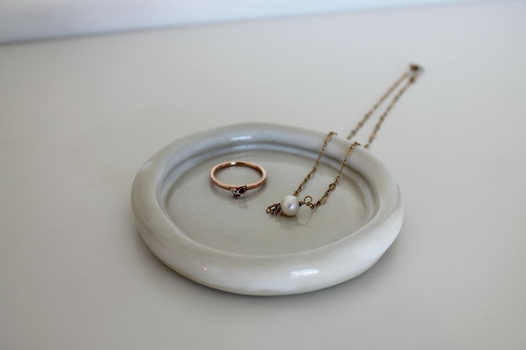 Shared Joy Ceramics Trinket Dish,  White 12cm wide