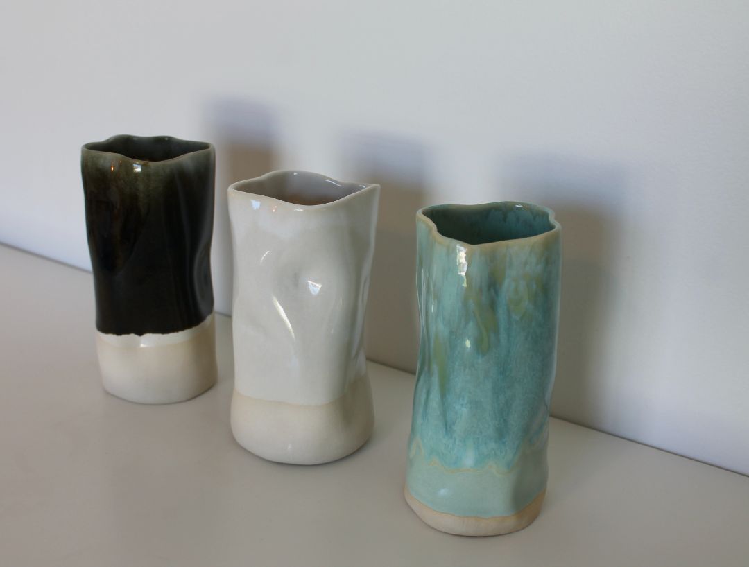 Shared Joy Ceramics Large Seascape Vase,  White 21cm high