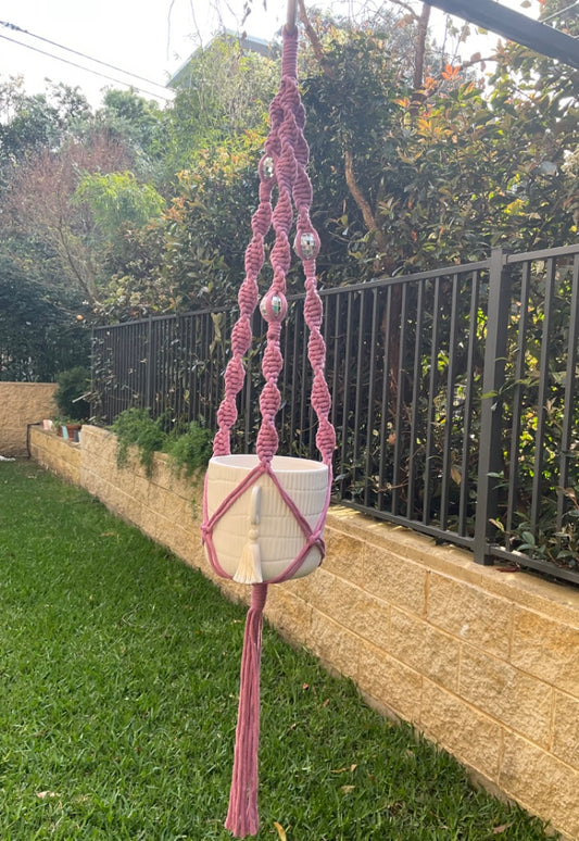 Little Joyz Studio Disco Ball Plant Hanger,  Plum Pink