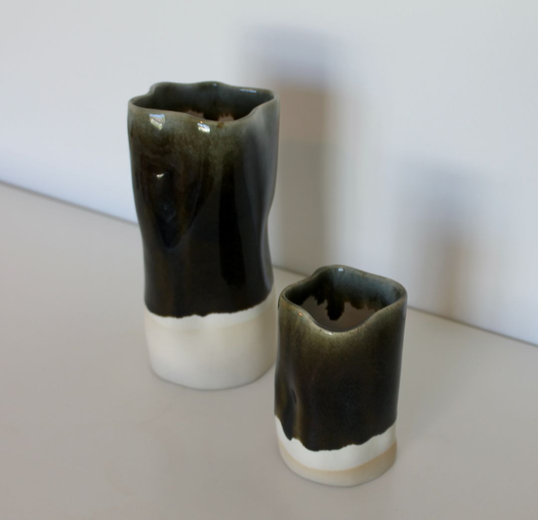 Shared Joy Ceramics Small Seascape Vase,  Brown 10cm high