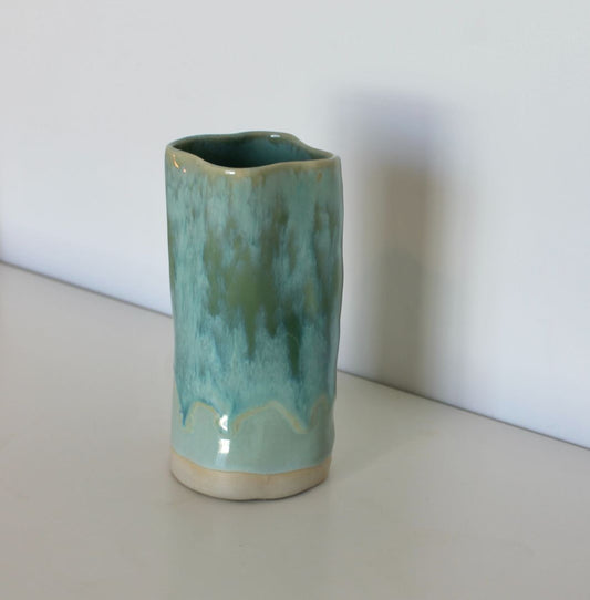 Shared Joy Ceramics Large Seascape Vase,  Turquoise 21cm high