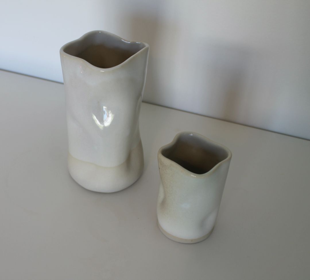 Shared Joy Ceramics Small Seascape Vase,  White 10cm high