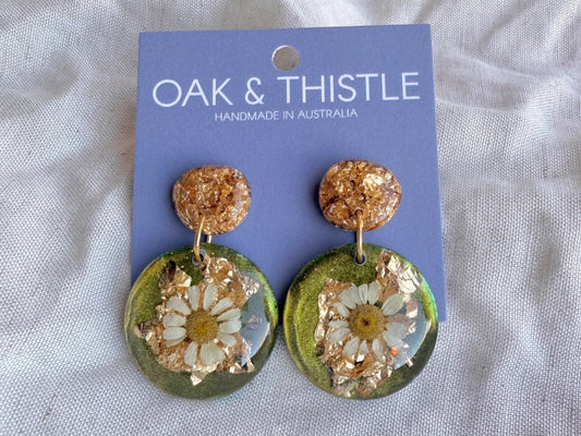 Oak & Thistle Droplet Earrings,  Duochrome 5cm