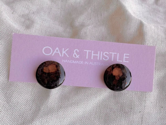 Oak & Thistle Lunar Stud Earrings,  Black, copper