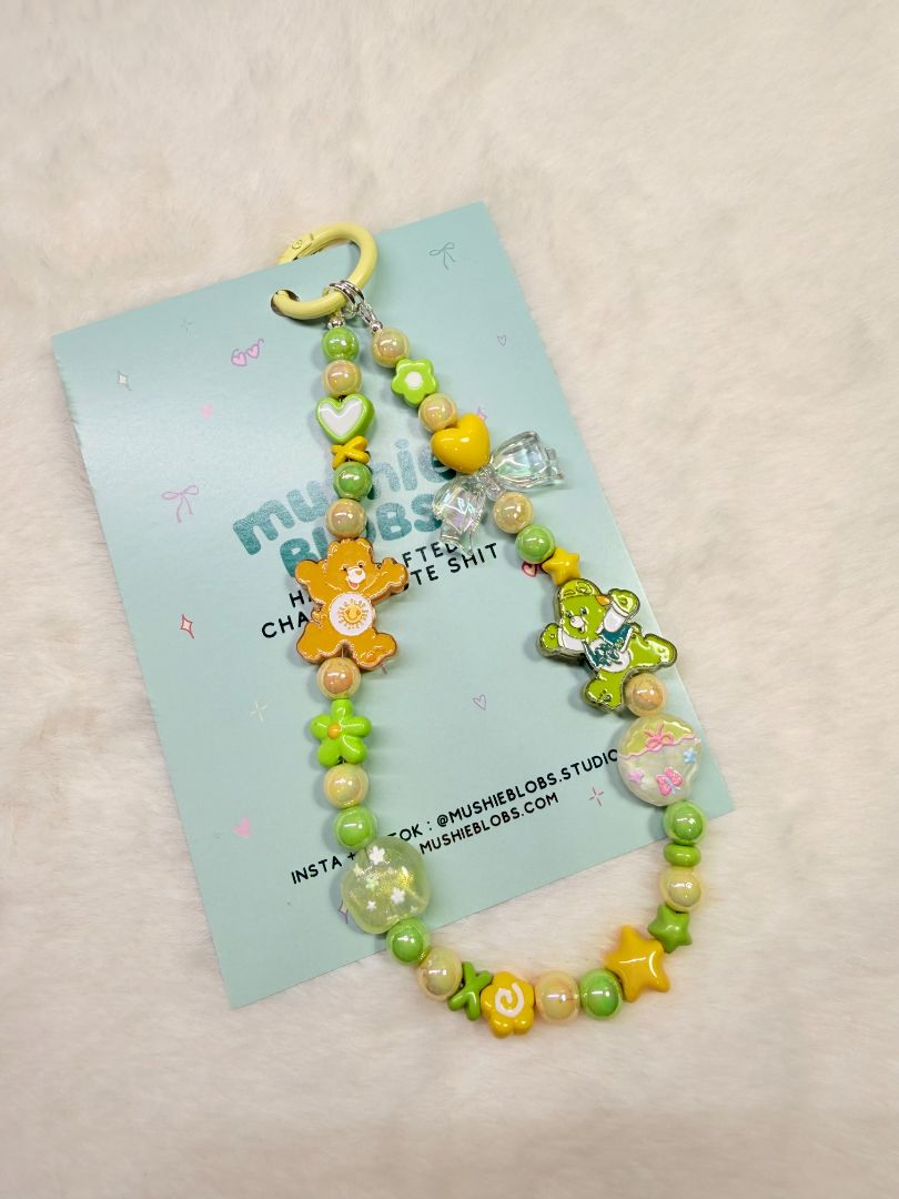 mushieblobs studio Phone Charm: Care Bears,  Green & Yellow